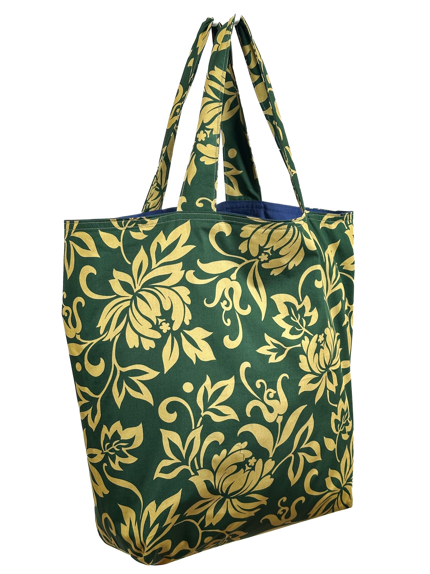 Shopper bag - Large - Floral - Green and Gold