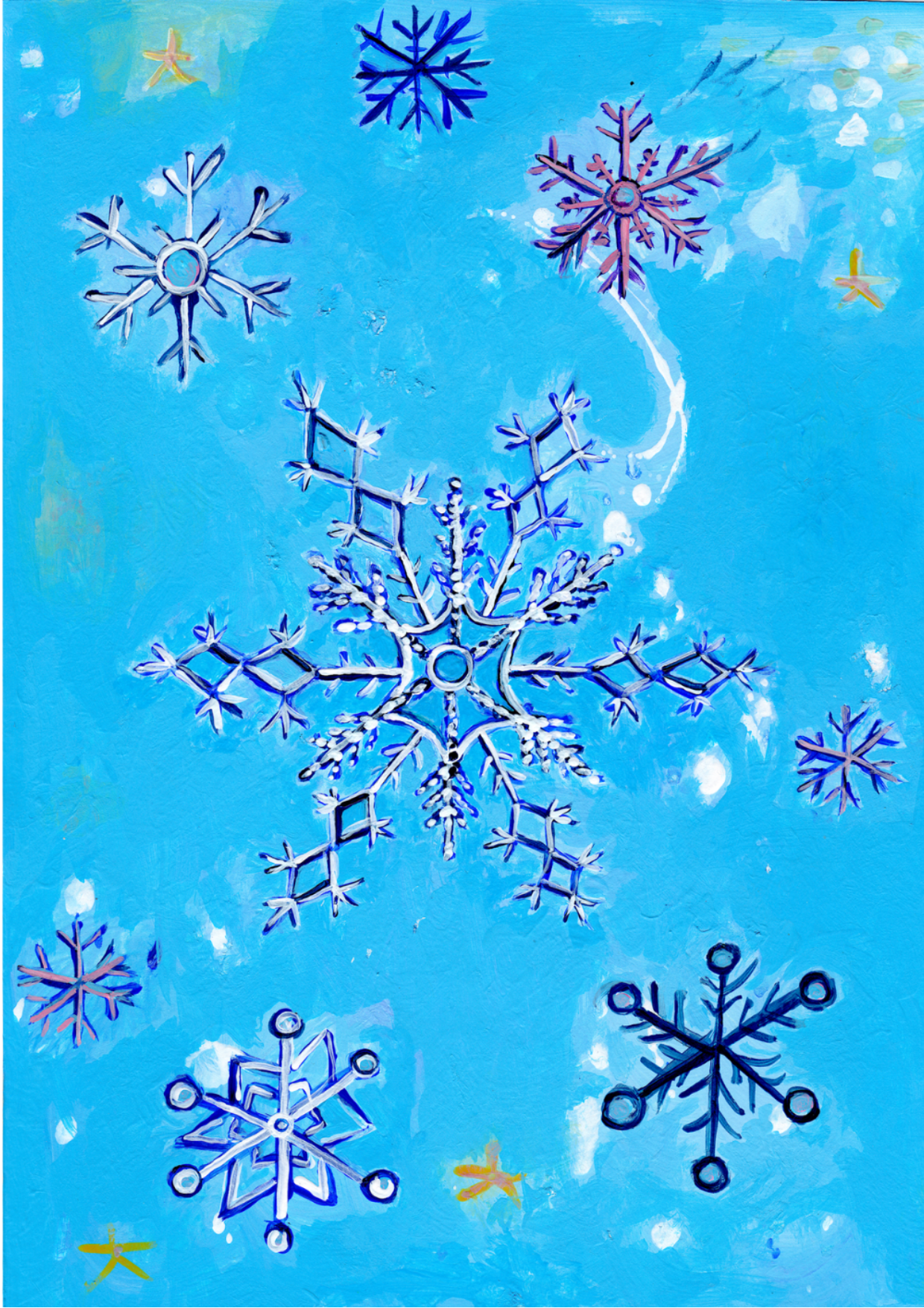 Pack of 5 Snowflake Christmas cards!