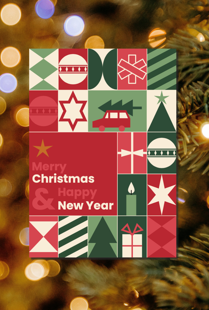 Pack of 5 Merry Christmas Motifs Christmas Cards