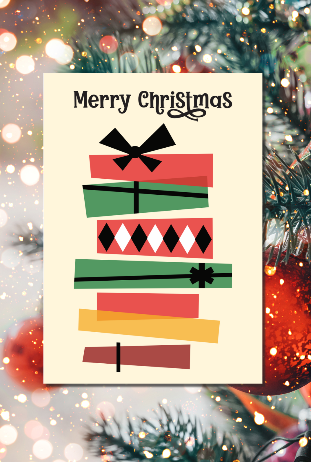 Pack of 5 Present Stack Christmas Cards