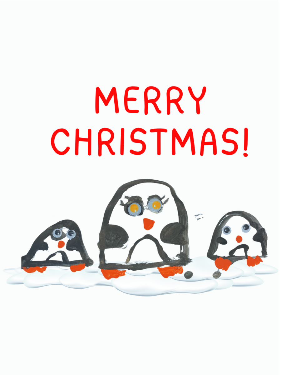 Pack of 5 Penguin Family Christmas cards!