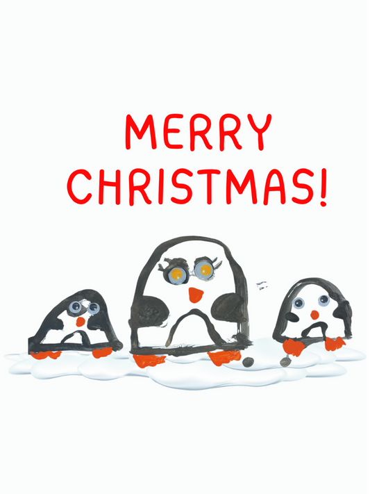 Pack of 5 Penguin Family Christmas cards!