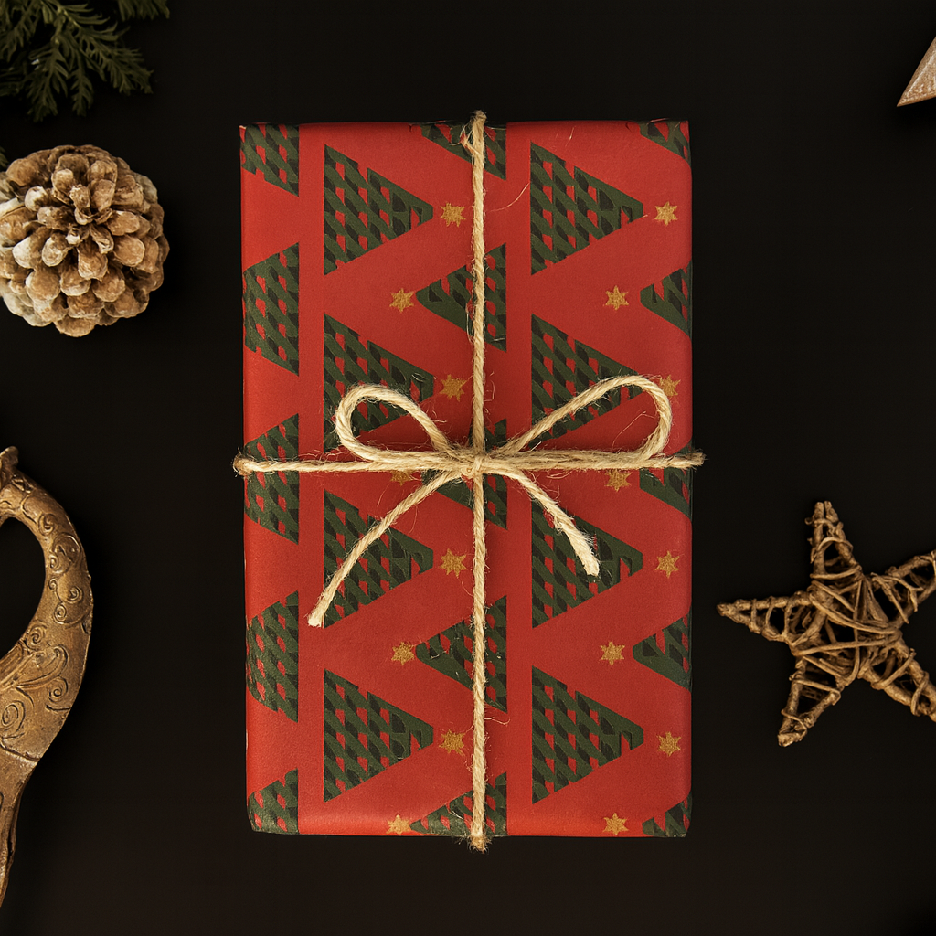 Merry and Bright Tree Christmas Wrapping Paper - 4 sheet packs