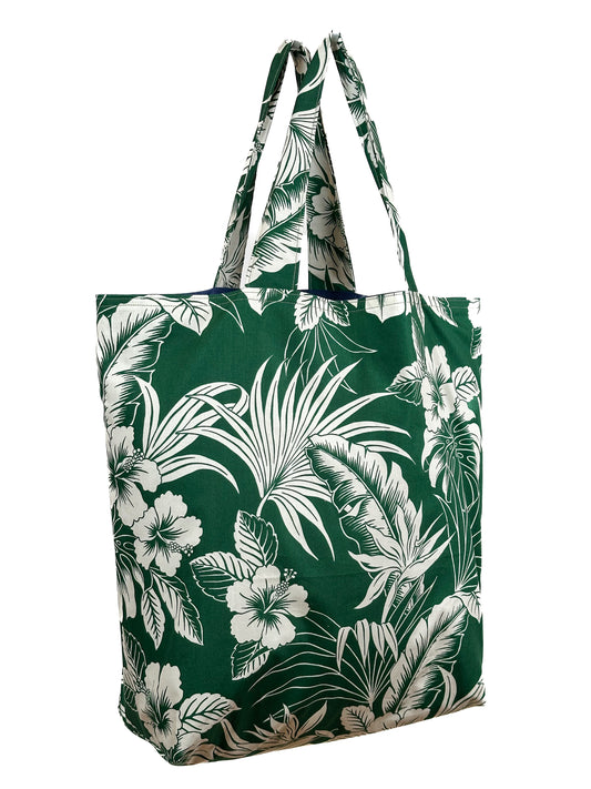 Shopper bag - Large - Floral - Green & Cream