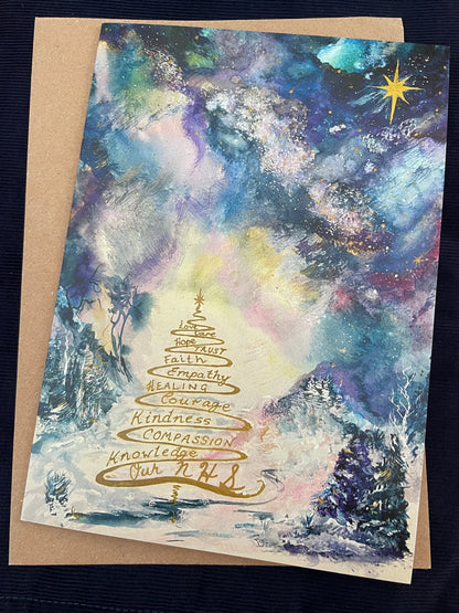 Pack of 5 Tree Christmas cards!