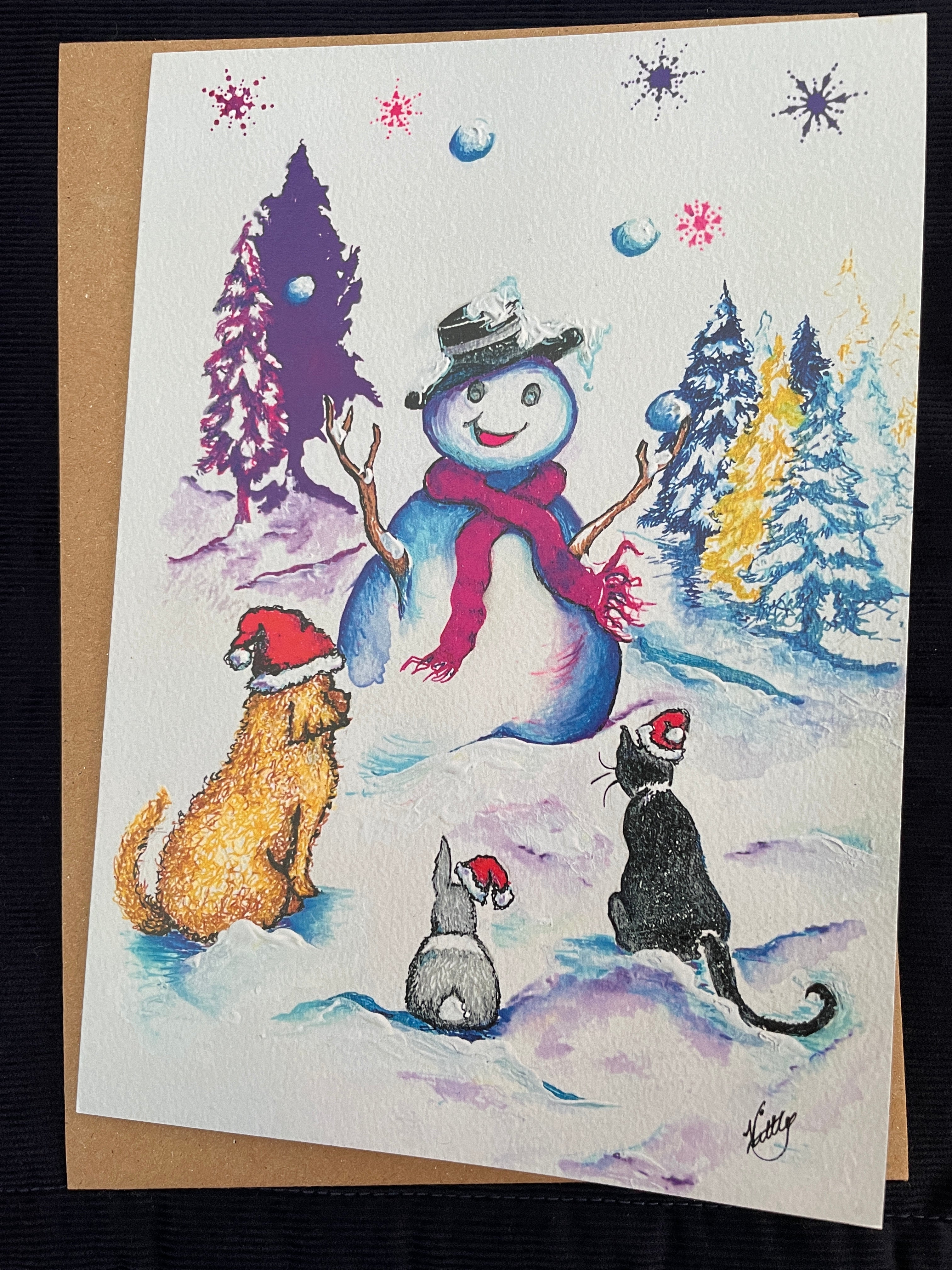 Pack of 5 Snowman & Friends Christmas cards