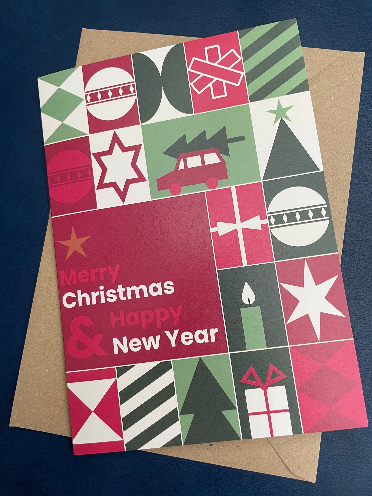 Pack of 5 Merry Christmas Motifs Christmas Cards