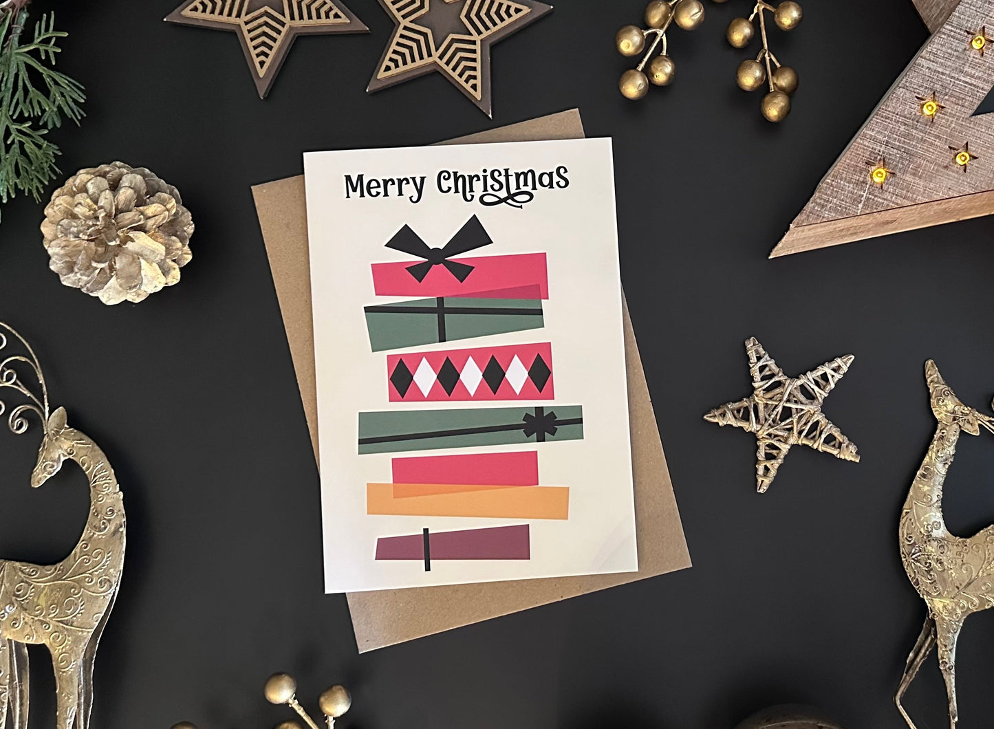 Pack of 5 Present Stack Christmas Cards