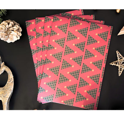 Merry and Bright Tree Christmas Wrapping Paper - 4 sheet packs