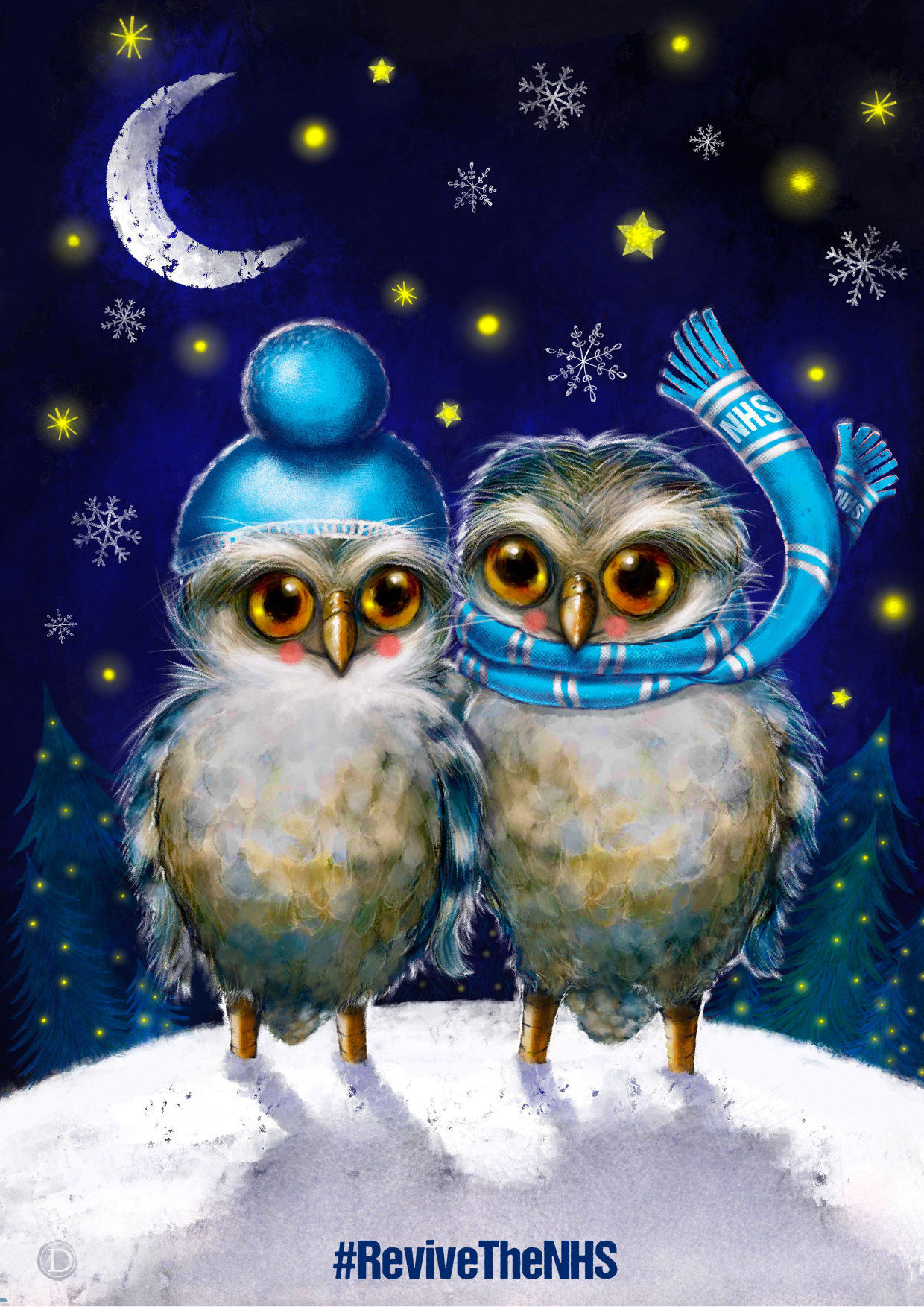Pack of 5 Owl Christmas cards!